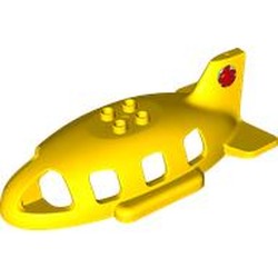 LEGO part 18721pr0004 Duplo Airplane Midsize Fuselage Upper with Tail with Red Bunny print in Bright Yellow/ Yellow