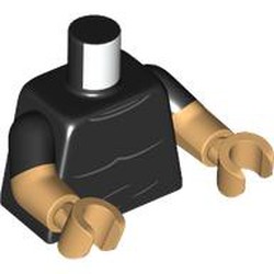 LEGO part 973g03c70h70pr0001 Torso, Dual Molded Arms with Black Sleeves Pattern, Warm Tan Arms and Hands with print in Black