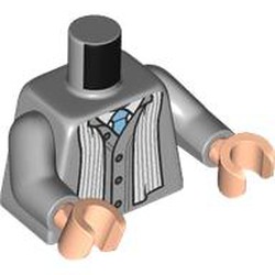 LEGO part 973c14h02pr0003 Torso, Light Bluish Gray Arms, Light Nougat Hands with print in Medium Stone Grey/ Light Bluish Gray