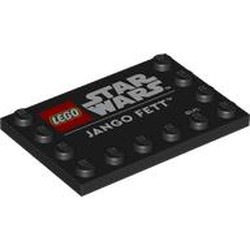 LEGO part 6180pr0038 Plate Special 4 x 6 with Studs on 3 Edges with print in Black