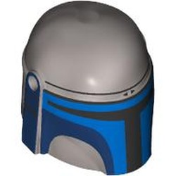 LEGO part 87610pr0013 Helmet Mandalorian with print in Silver Metallic/ Flat Silver