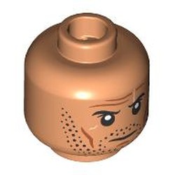 LEGO part 28621pr9690 Minifig Head with print in Nougat