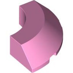 LEGO part 76795 Brick Round Corner 5 x 5 x 1 Slope, Bottom Cut Outs, No Studs, Flat Top in Light Purple/ Bright Pink
