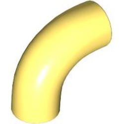 LEGO part 25214 Brick Round 1 x 1 diameter Tube with 90 Degree Elbow (2 x 2 x 1) and Axle Holes (Crossholes) at each end in Cool Yellow/ Bright Light Yellow