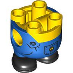 LEGO part 67644pr0008 Minion Body, Blue Overalls, M Logo print in Bright Yellow/ Yellow