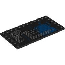 LEGO part 6178pr0016 Plate Special 6 x 12 with Studs on 3 Edges with print in Black