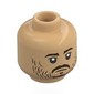 Minifig Head Cassian Andor, Dark Brown Eyebrows, Moustache, Scruffy Beard, Neutral/Lopsided Smirk