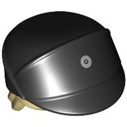 LEGO part 111908pr0001 Hat / Cap Imperial Officer with Hair Tan, Silver Code Disc print in Black