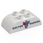 Duplo Brick 2 x 4 Curved Top with 'DOCTOR NUDSON;, Red/Blue Serpents around Wrench print