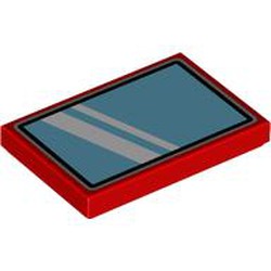 LEGO part 26603pr0100 Tile 2 x 3 with print in Bright Red/ Red