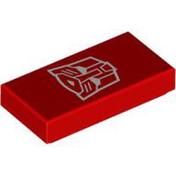 LEGO part 3069bpr9930 Tile 1 x 2 with print in Bright Red/ Red