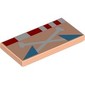 Tile 2 x 4 with Red/White Rectangles, White Laces, Dark Azure Collar print