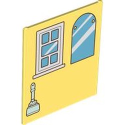 LEGO part 42509pr0010 Glass for Frame 1 x 6 x 6 with White 3-Pane Window / Family Portrait, Shutters, Brown Lattice print in Cool Yellow/ Bright Light Yellow