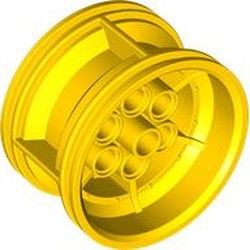 LEGO part 56908 Wheel 43.2 x 26 Technic Racing Small with 6 Pinholes in Bright Yellow/ Yellow