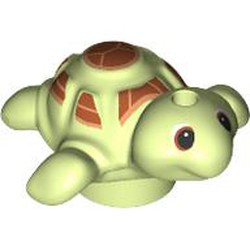 LEGO part 49576pr0004 Animal, Turtle, Baby with Dark Orange Spots print in Spring Yellowish Green/ Yellowish Green