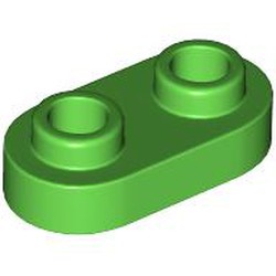 LEGO part 35480 PLATE 1X2, ROUNDED, NO. 1 in Bright Green