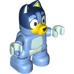 LEGO part dupfig9999pr0001 Duplo Figure Dog Small with Dark Blue Head, Light Aqua Chest, Hands (Bluey) in Medium Blue