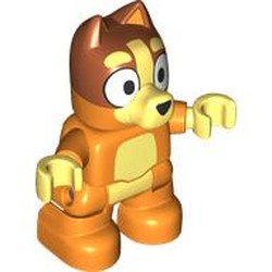 LEGO part dupfig9999pr0002 Duplo Figure Dog Small with Dark Orange Head, Bright Light Yellow Chest, Hands (Bingo) in Bright Orange/ Orange