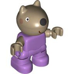 LEGO part 109863pr0001 Duplo Figure Child, Dog with Black Nose, Smile print in Medium Lavender