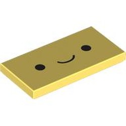 LEGO part 87079pr9859 Tile 2 x 4 with Smiling Face print in Cool Yellow/ Bright Light Yellow