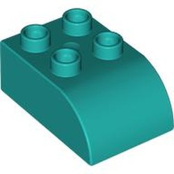 LEGO part 2302 Duplo Brick 2 x 3 with Curved Top in Bright Bluish Green/ Dark Turquoise