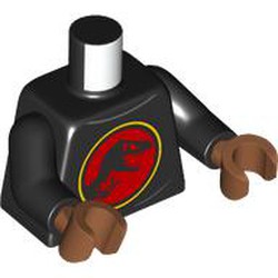 LEGO part 973c03h78pr0001 Torso, Black Arms, Sienna Brown Hands with print in Black