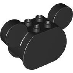 LEGO part 39921 Duplo Brick 2 x 4 x 2 Rounded Ends and Mouse Ears [Plain] in Black