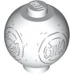 LEGO part 20953pr0005 Brick Round 2 x 2 Sphere with Stud with Dark Bluish Grey BB-8 Droid Snowman Print in White