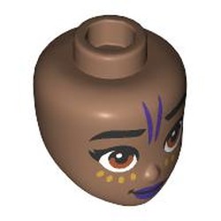 LEGO part 92198pr0072 Minidoll Head with print in Medium Brown