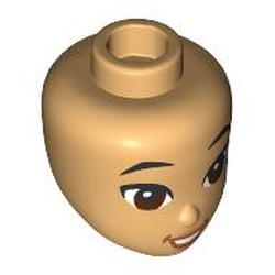 LEGO part 92198pr0075 Minidoll Head with print in Warm Tan