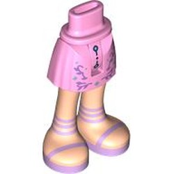 LEGO part 2241c01pr0030 Minidoll Hips and Mid-Length Shorts with print in Light Purple/ Bright Pink