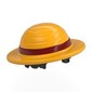 Straw Hat with Black Hair, Dark Red Band pattern