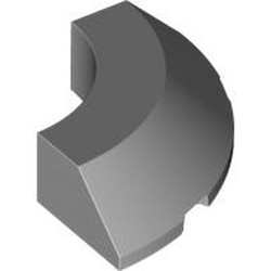 LEGO part 5649 Brick Round Corner 4 x 4 x 1 with Bottom Cut Outs [No Studs Flat Top][1/4 Arch] in Medium Stone Grey/ Light Bluish Gray