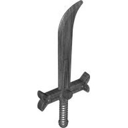 LEGO part 7368 Weapon Sword, Curve with Wide Hilt in Titanium Metallic / Pearl Titanium