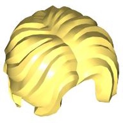 LEGO part 7372 Hair, Mid Length Wavy, Parted in Cool Yellow/ Bright Light Yellow