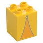 Duplo Brick 2 x 2 x 2 with Orange Tent Opening print