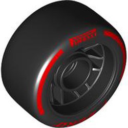 LEGO part 105162pr0002 Wheel Rim 24 x 13.4 with Black Slick Tyre with Red 'PIRELLI' print in Black