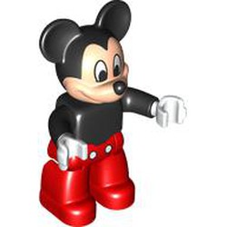 LEGO part 19818pr0001 Duplo Figure Mickey Mouse with Nougat Face, Red Legs, White Buttons print in Black