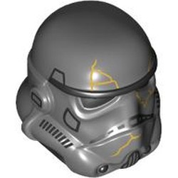 LEGO part 42861pr0007 Helmet Stormtrooper Dual Molded with Gold Cracks print in Dark Stone Grey / Dark Bluish Gray