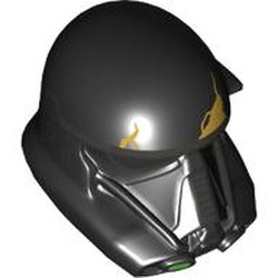 LEGO part 26793pr0002 Helmet Imperial Death Trooper with Gold Cracks print in Black