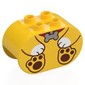 Duplo Brick 2 x 4 x 2 Rounded Ends with Dog Body, Silver Bone print