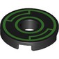 Tile Round 2 x 2 with Hole with Bright Green Circles print