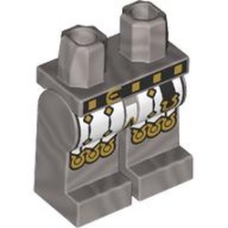 LEGO part 970c30pr0006 Hips and Flat Silver Legs with print in Silver Metallic/ Flat Silver
