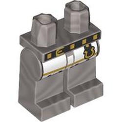 LEGO part 970c30pr0005 Hips and Flat Silver Legs with print in Silver Metallic/ Flat Silver
