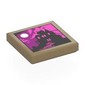 Tile 2 x 2 with Black House Silhouette, Dark Purple/Dark Pink Sky, Moon print