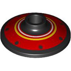 LEGO part 4740pr0027 Dish 2 x 2 Inverted [Radar] with Red/White/Yellow Circles print in Black