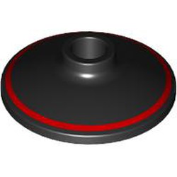 LEGO part 4740pr0029 Dish 2 x 2 Inverted [Radar] with Red Outer Circle print in Black