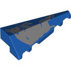 LEGO part 3505pr0004 Wedge Sloped 2 x 5 Right with Silver Bull print in Bright Blue/ Blue