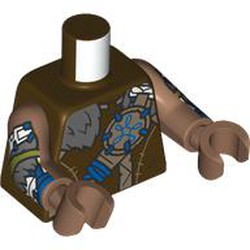 LEGO part 973c69h69pr0001 Torso, Medium Brown Arms and Hands with print in Dark Brown