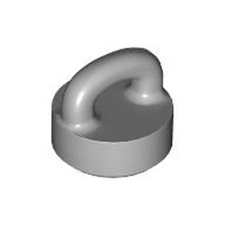 LEGO part 77813 Tile Round 1 x 1 Special with Clip-Bar in Medium Stone Grey/ Light Bluish Gray